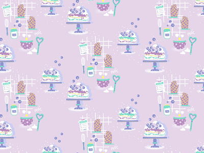 Baking Meringue Cake- Seamless Pattern affinity affinity designer baking cake cake baking fabric pattern illustration kitchen lavender madeinaffinity meringue modern vintage pastels pattern pattern design surface design textile fabric