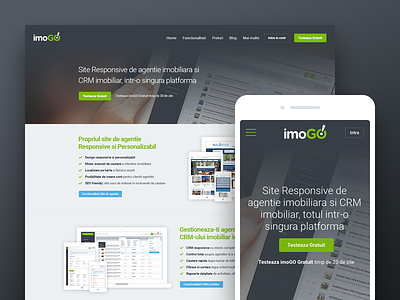 imoGO - Responsive Website clean crm green imogo real estate crm responsive responsive design saas software ui ux website design