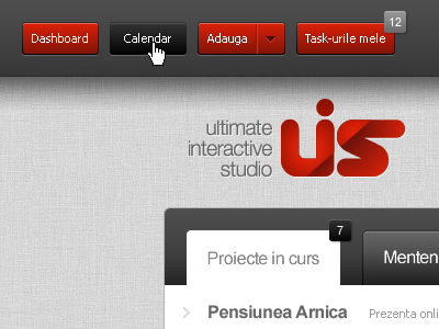 Project management platform adobe fireworks button hover platform project red tab tabs ui uis user interface web