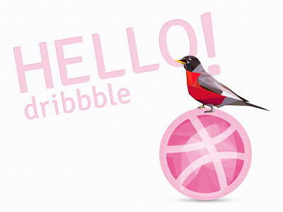 RedRobin joins Dribbble!! ball bird debut dribbble hello redrobin robin soexcited triangle welcome