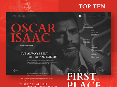 Top Ten Actrors Website. Oscar Isaac graphic design man oscar isaac people photo portrait ui web design webdesign website