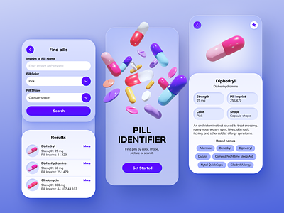 Pill Identifier. Mobile App Interface.
