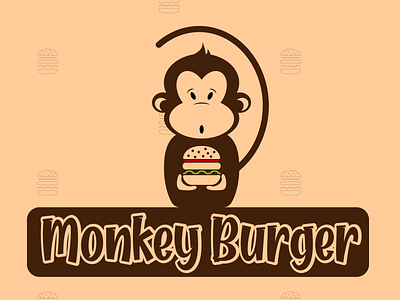 Monkey Burger branding design flat icon illustration logo minimal vector
