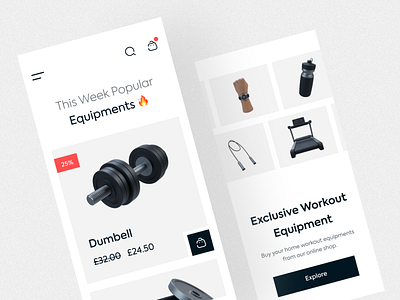 Workout Equipment Shop Concept app app design mobile app ui uidesign uiux