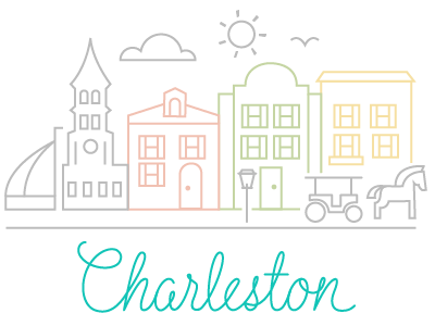 Do the Charleston charleston hand lettering horse carriage illustration line art rainbow row sailing sc south carolina