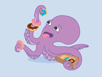 Daily Draw – Day 8: Octopus character daily draw donuts eyes illustration illustration challenge octopus purple tentacles tongue vector
