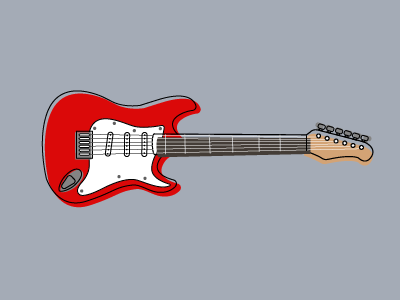 Daily Draw – Day 15: Electric chords electric guitar guitar illustration line art red sketch
