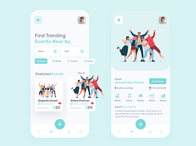 Event App UI app design event illustration sketch ui ux vector