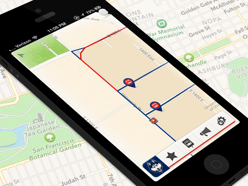 Bus Routes Menu app bus contrast gif ios iphone map pagecurl tabbar transportation ui