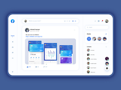 Facebook Redesign adobe xd dashboard design facebook flat illustration redesign ui