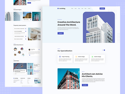 Architecture Landing Page adobe xd design flat illustration ui uidesign ux web design