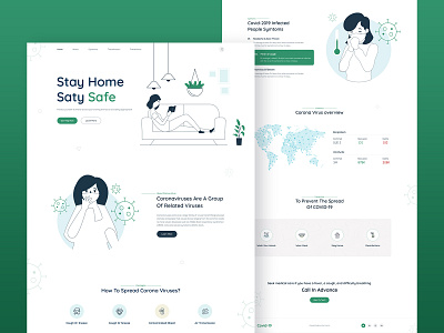 Covid-19 Landing Page adobe xd branding covid 19 design flat illustration landingpage line icon logo ui uidesign vector web design