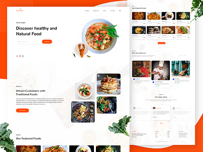 Food website landing page adobe xd design figma flat illustration landingpage logo ui uidesign website design