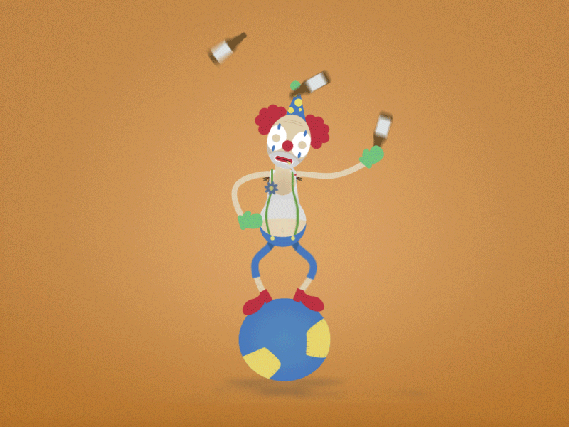 Drunk Clown Juggling after effects animation character clown gif juggle loop motion design motion designer motion graphics