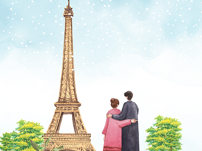 A morning in Paris canva canvaart couple picture graphic design illustration paris