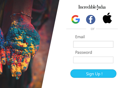 Sign up page form for Incredible India dailyui dailyui 001 design web