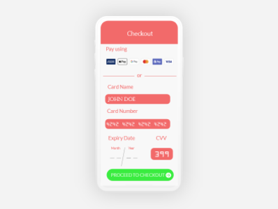 Credit card checkout page