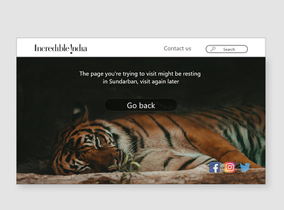 404 Page Not found error UI for Incredible India. dailyui design ui ui ux profile dailyui ux web