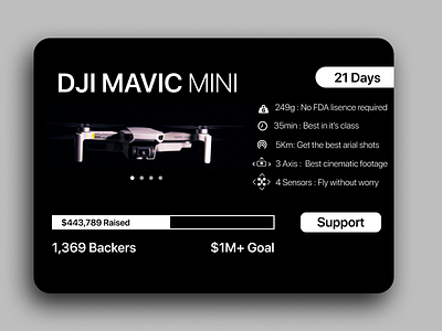 Crowdfunding Campaign Page for DJI Drone dailyui #32 app clean crowdfunding crowdfunding campaign dailyui dailyuichallenge design ecommerce ecommerce design figma product design product page ui ui ux profile dailyui uiux ux web webdesign website website design