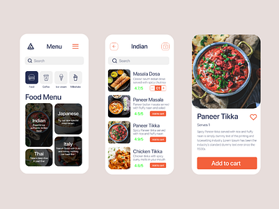 FoodApp food menu UI dailyui #043 by Akhil Pokle on Dribbble