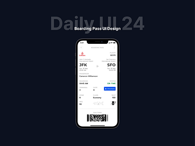 Boarding Pass UI, Daily UI 24