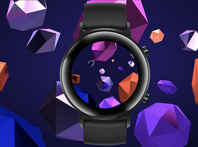 Huawei Watch Theme Concept Design 3d concept creative crystals design technology design theme theme design watch watches