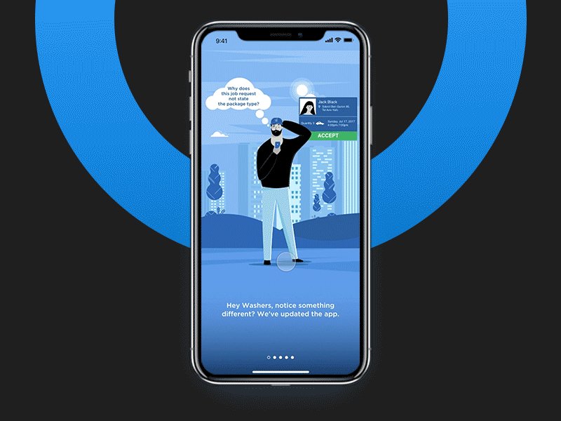 Washer App New update onboarding animation application onboarding illustration onboarding principle sketch washe