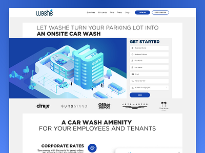 Washé Business business landing page landing page onsite washe business