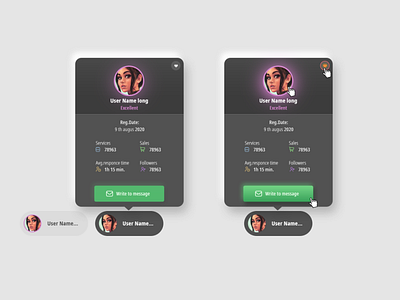 UX - user profile & hover effect