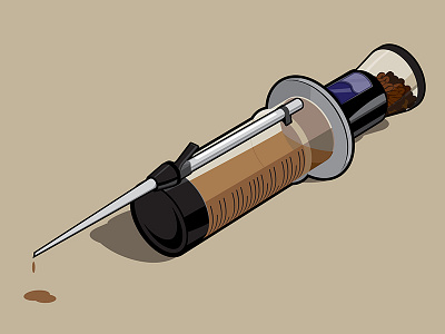 Intraveneous breakfast brown caffeine coffee humor java mornings needle shot syringe vector