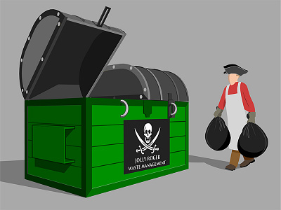 Trash Into Treasure booty dumpster gross humor jolly roger mash up pirate restaurant silly trash treasure vector