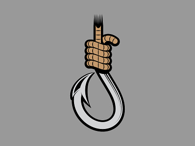 Drag the bay band concept fish hangman hook icon logo mash up music noose rope vector