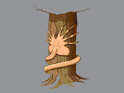 Tree Hugger alien creature design graphic humor illustration mash up movie silly tree vector