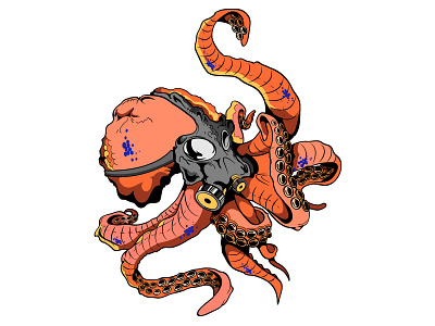 Fantasy Illustration animal corporate creature design gasmask graphic grave illustration koi ocean octopus vector
