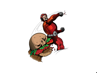Untitled Illustration comic comic book comic book art drawing ecoli hamburger hero vector villain