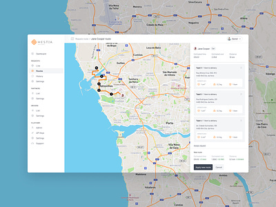 Hestia Delivery - Routes app design ui ux