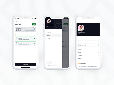 Hestia Delivery – Drivers mobile app app design mobile ui ux