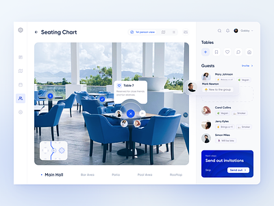 Event Organizer | AR Seating Chart ar ar room desktop app event organizer event planner glass effect guest list restaurant seating chart web app