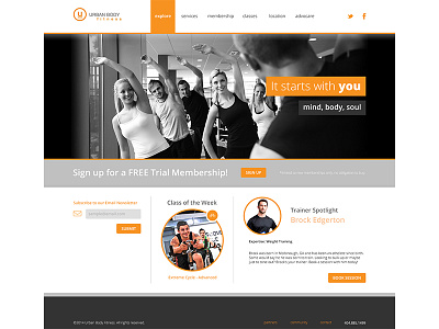 Urban Body Fitness Redesign black body fitness flat gym minimal orange redesign ui urban website