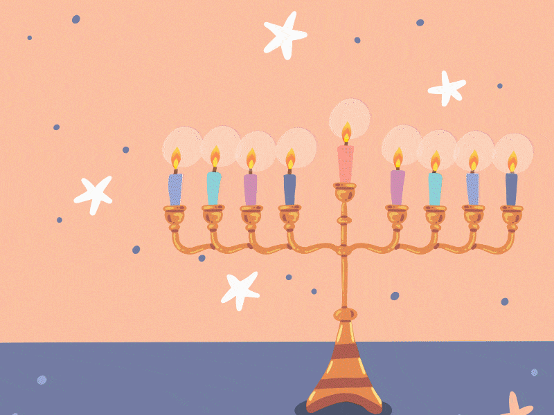 HAPPY HANUKKAH - Animated Gif animated gif animation design festival gif graphic design hanukkah hero animation illustration jerusalem jewish json lottie menorah motion graphics web animation