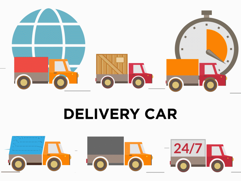 Delivery Car Animations animation car delivery design fast graphic design illustration json logo lottie motion graphics transport transportation truck ui van vehicle web animation worldwide