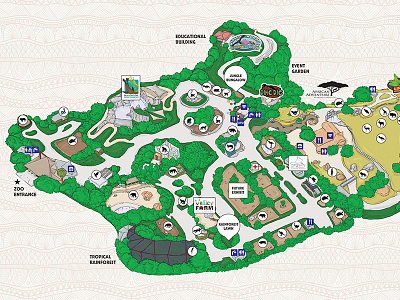 Fresno Chaffee Zoo Map animals branding illustration logo map texture wayfinding zoo