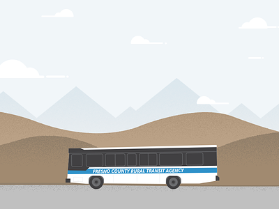 Illustrated animated hero bus fresno grain grit hero hills hundred10 illustration mountains silhouette transit website