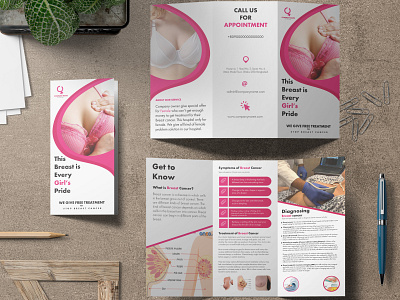 Breast Cancer Medical Trifold Brochure design branding brochure brochure design brochure template design illustration logo trifold brochure