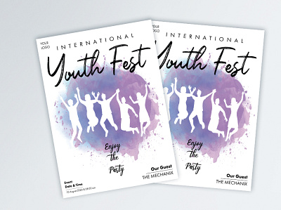 Watercolor youth Fest Flyer design illustration poster poster design typography vector watercolor watercolor art watercolor illustration watercolour