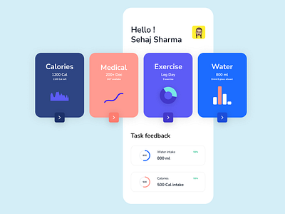 Fitness App Dashboard app app home appdesign branding dailyui dashboard design exercise app fitness fitness app graphic design illustration logo minimal ui ui cards uiux vector web design