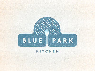 Initial Blue Park Logo fast casual food fork healthy nyc park qsr restaurant rice tree