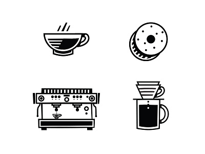 Coffee Icons bagel boston coffee cup drip coffee filter icons lines nyc vector