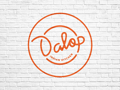 Dalop Logo badge eat fast casual food indian logotype nyc plate restaurant script simmer