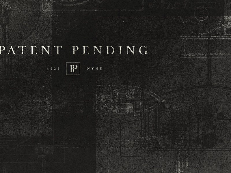 Patent Pending Branding patent pending nyc tesla monogram p grid alcohol drinks speakeasy bar patent